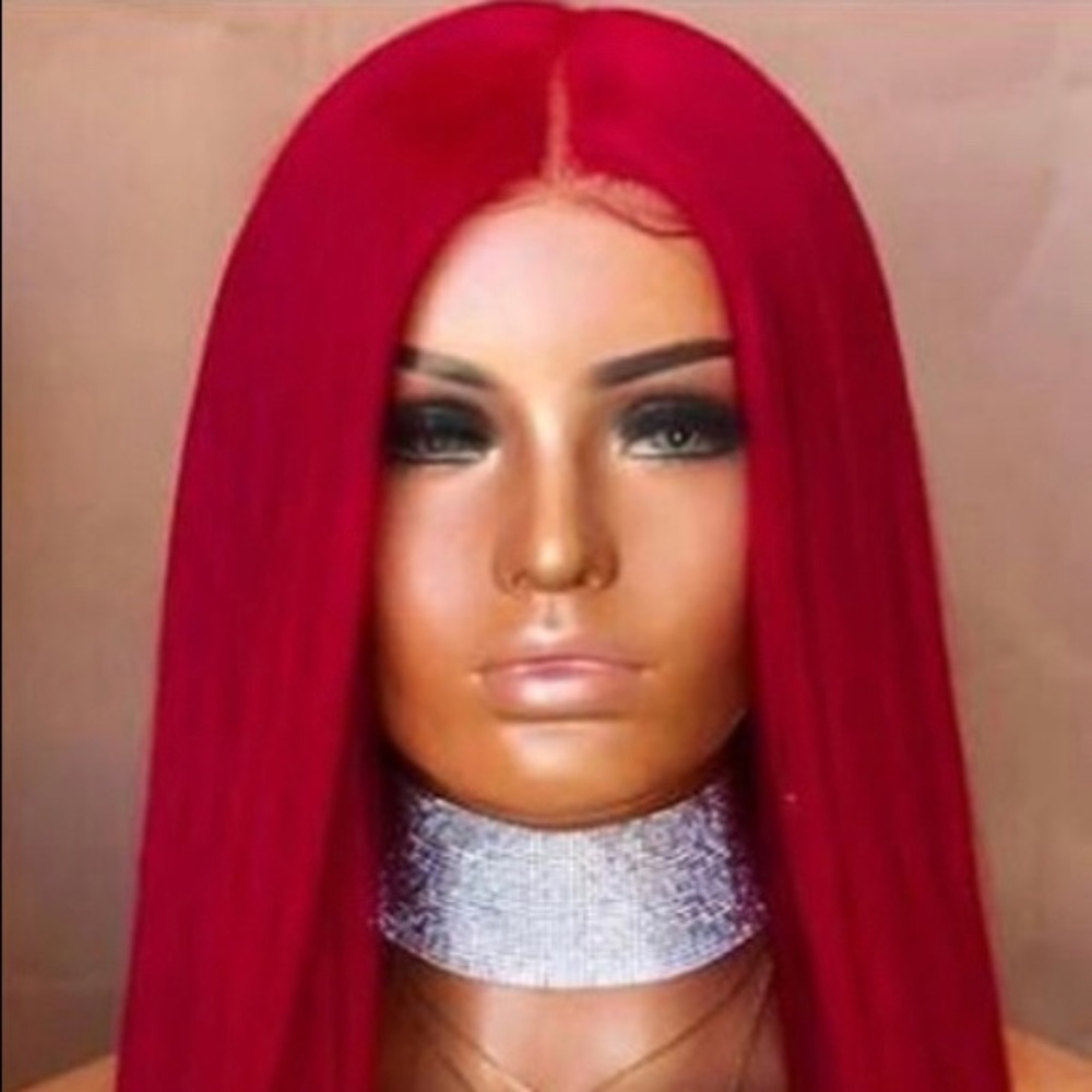 Brazilian Human hair Red colored lace front wig